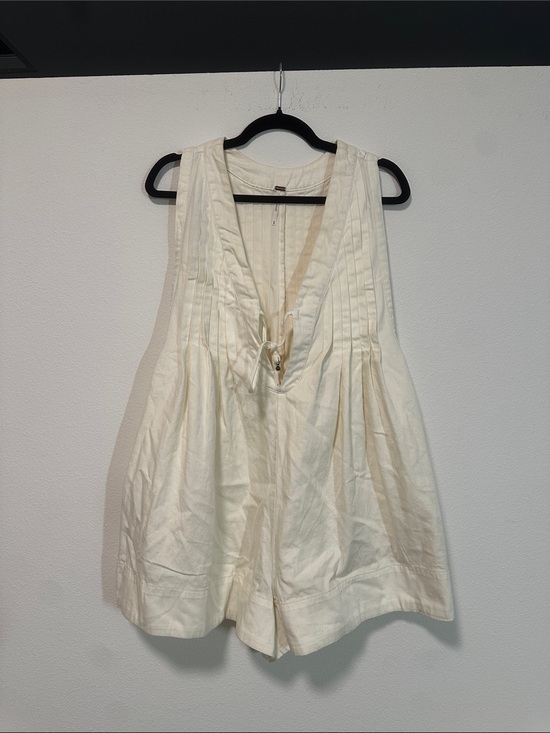 Free People Pants - Free People Cream Deep V Tie-Front Romper